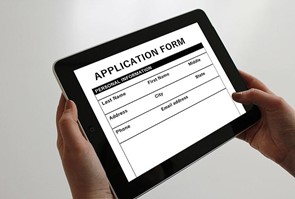 Application form on a tablet Application form on a tablet
